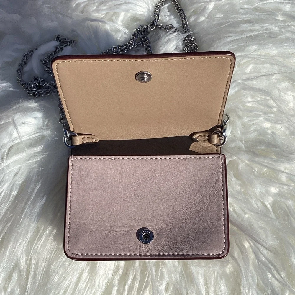 NWT Coach Smooth Leather Chain Wallet Crossbody With Sparkly Butterfly Design - Picture 5 of 6